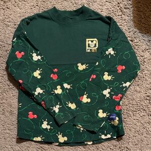 Disney Kids Dark Green Long Sleeve Shirt with Mickey Mouse Pattern